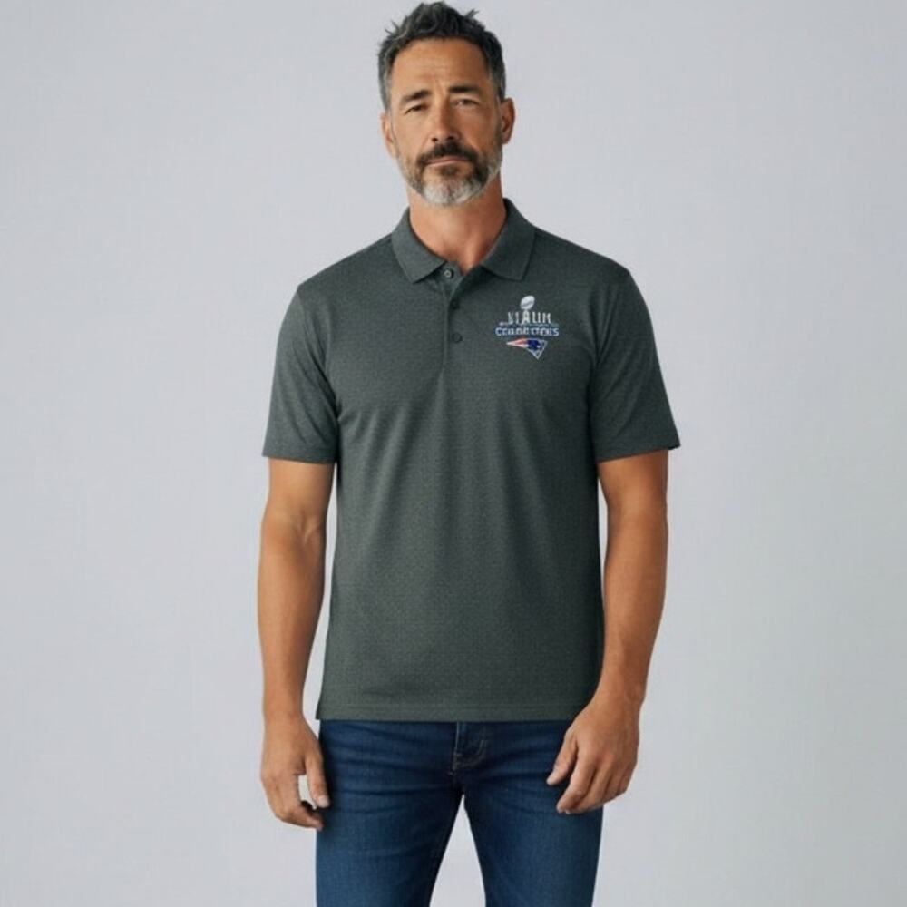 Fanatics NE Patriots Champion Polo NWT Men's XL Charcoal Grey Super Bowl LIII